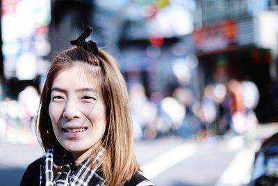 Portrait of smiling girl outdoors