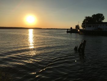 Scenic view of sea at sunset