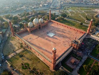 High angle view of buildings in city