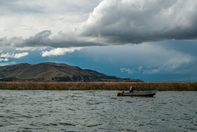 Scenic view of lake against sky