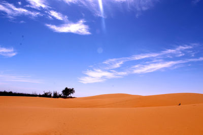 Scenic view of sand dunes against sky