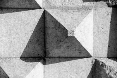 High angle view of shadow on wall
