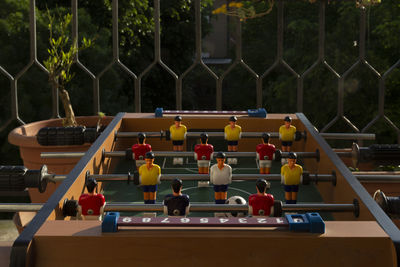 Perspective of a foosball table