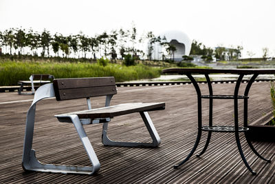 Empty bench in park