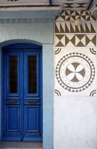 Closed door of building