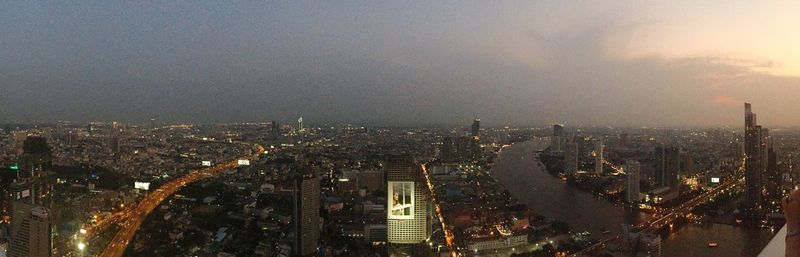 Illuminated cityscape at night