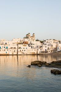 View of buildings against clear sky