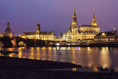 Illuminated city at night