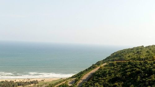 Scenic view of sea against clear sky