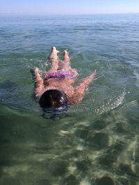 Man swimming in sea