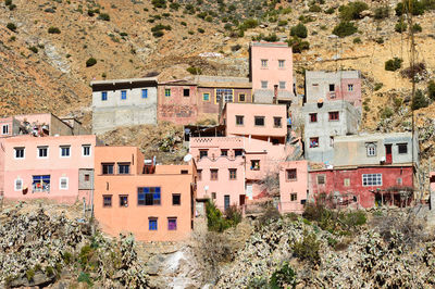 High angle view of residential buildings