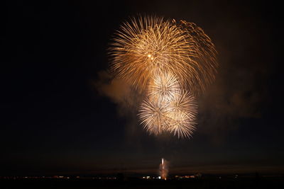 Firework display at night