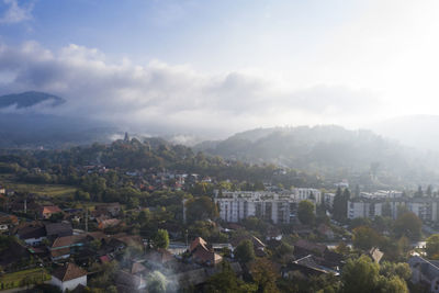 High angle view of buildings in city