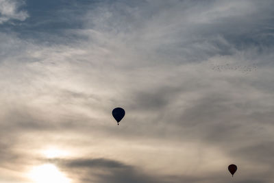 Low angle view of hot air balloon against sky