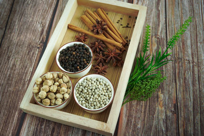 High angle view of food on table