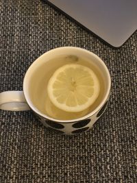 High angle view of tea on table