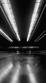 Interior of illuminated subway station