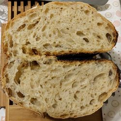 High angle view of bread