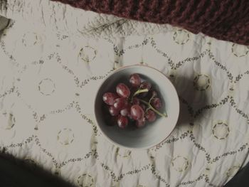 Close-up of red object on table