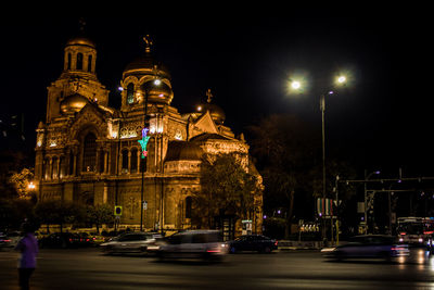 City lit up at night