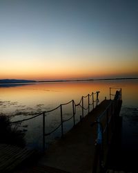 Scenic view of sea against clear sky during sunset