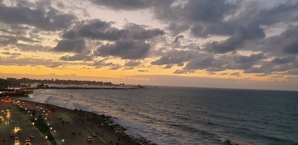 Scenic view of sea against sky during sunset