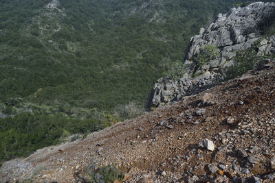 High angle view of rocky mountains