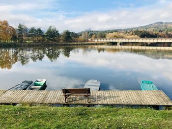 Scenic view of lake against sky