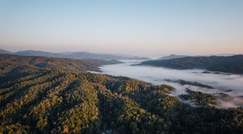 Scenic view of mountains against clear sky