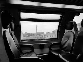 Train seen through window