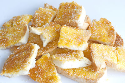 High angle view of dessert in plate
