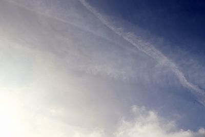 Low angle view of vapor trail in sky