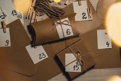 Close-up of christmas decorations on table