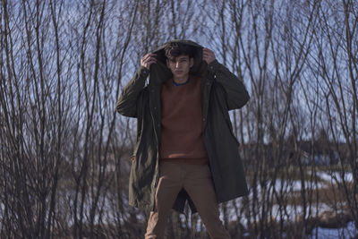 Man standing outdoors during winter