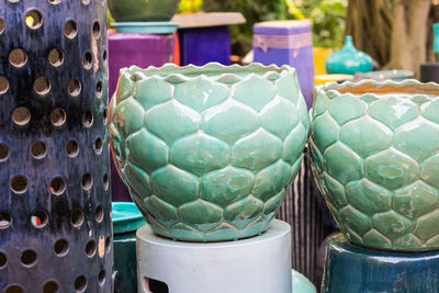 Close-up of green fruits for sale in market