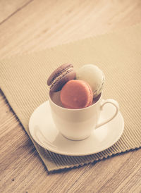 Close-up of coffee cup on table