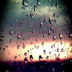 Close-up of water drops on window