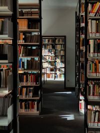 Sun shining into library corridor