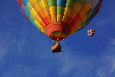 Low angle view of hot air balloons