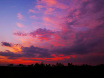 Scenic view of dramatic sky during sunset