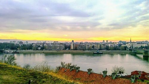 View of river against cloudy sky