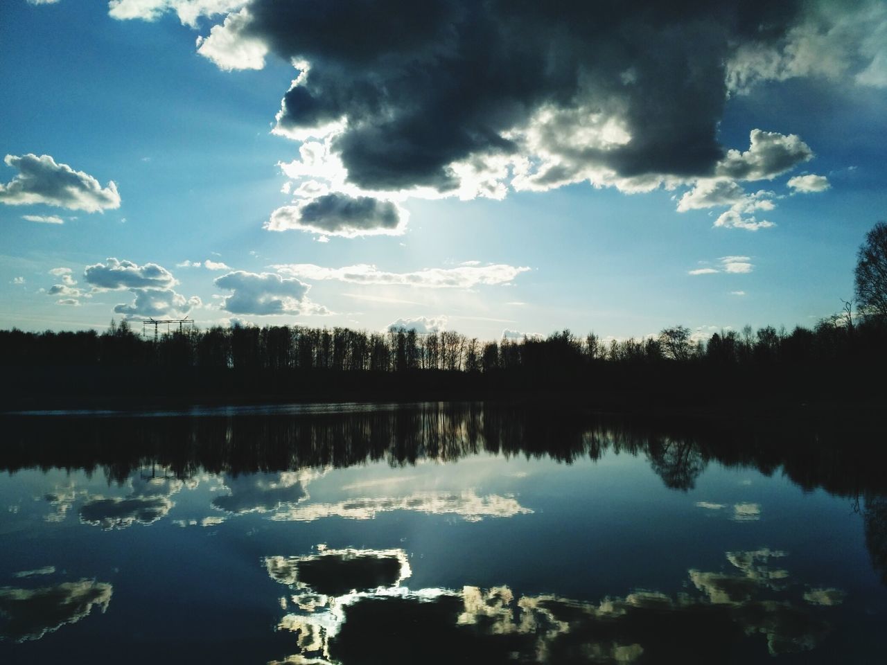 reflection, sky, nature, tree, tranquility, water, beauty in nature, lake, tranquil scene, scenics, no people, outdoors, idyllic, growth, silhouette, cloud - sky, forest, day