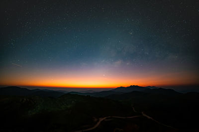Panorama view universe space shot of milky way galaxy with stars on night sky 