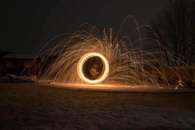 Light trails on land at night