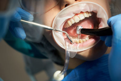 Woman getting dental treatment