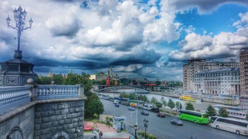 City street against cloudy sky