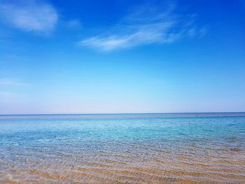 Scenic view of sea against blue sky