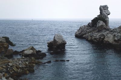 Scenic view of sea against clear sky