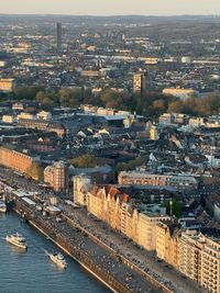High angle view of buildings in city