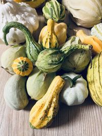 High angle view of vegetables on table